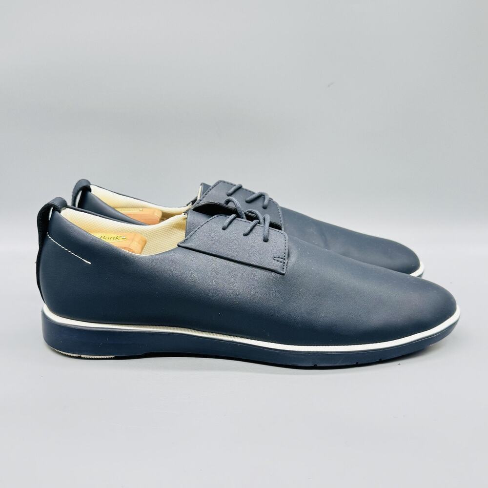 Ponto Shoes Mens 13 Navy Blue Leather Low Top Casual Lace Up‎ Sneakers Comfort